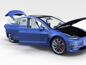 tesla model 3 and model s with interior and chassi Modello 3D