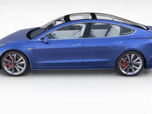 tesla model 3 and model s with interior and chassi Modello 3D
