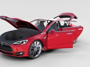 tesla model 3 and model s with interior and chassi Modello 3D