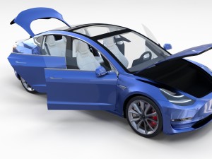 tesla model 3 and model s with interior and chassi Modello 3D