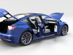 tesla model 3 and model s with interior and chassi Modello 3D