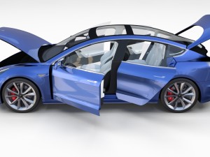 tesla model 3 and model s with interior and chassi Modello 3D