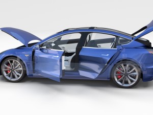 tesla model 3 and model s with interior and chassi Modello 3D