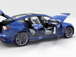 tesla model 3 and model s with interior and chassi Modello 3D