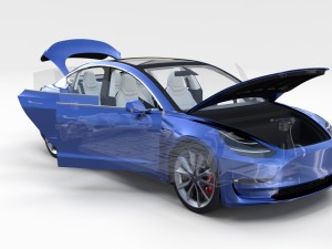 tesla model 3 and model s with interior and chassi Modello 3D