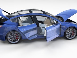 tesla model 3 and model s with interior and chassi Modello 3D