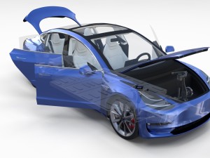 tesla model 3 and model s with interior and chassi Modello 3D