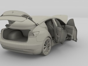 tesla model 3 and model s with interior and chassi Modello 3D