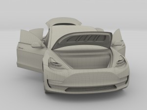 tesla model 3 and model s with interior and chassi Modello 3D
