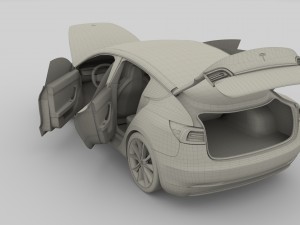 tesla model 3 and model s with interior and chassi Modello 3D