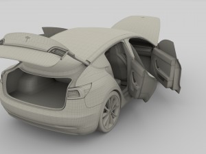 tesla model 3 and model s with interior and chassi Modello 3D
