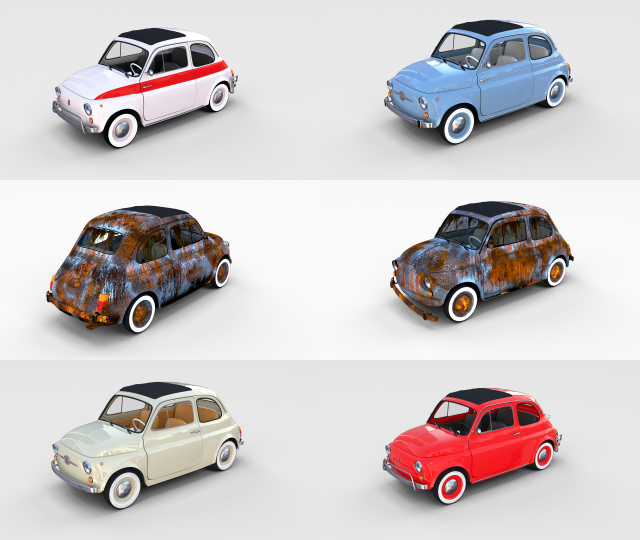fiat 500 with interior pack Modèle 3D .c4d .max .obj .3ds .fbx .stl .blend 