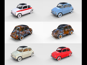fiat 500 with interior pack 3D 模型