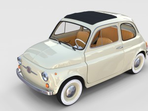 fiat 500 with interior pack Modèle 3D