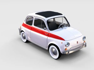 fiat 500 with interior pack 3D Model