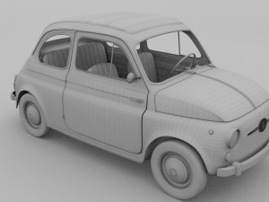 fiat 500 with interior pack Modèle 3D