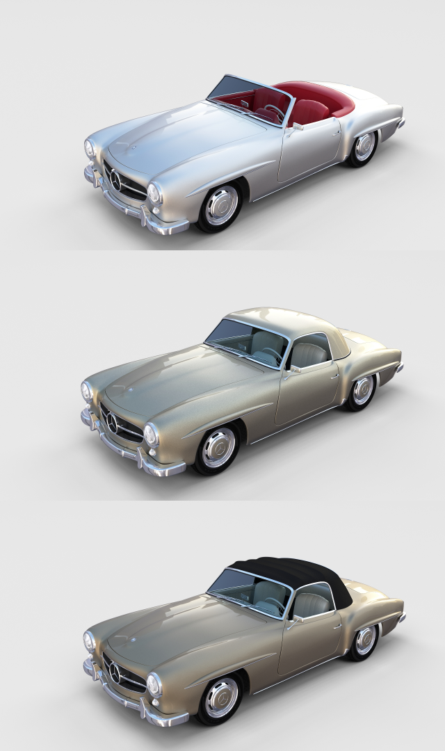 mercedes 190sl with interior pack 3D Model .c4d .max .obj .3ds .fbx .stl .blend 