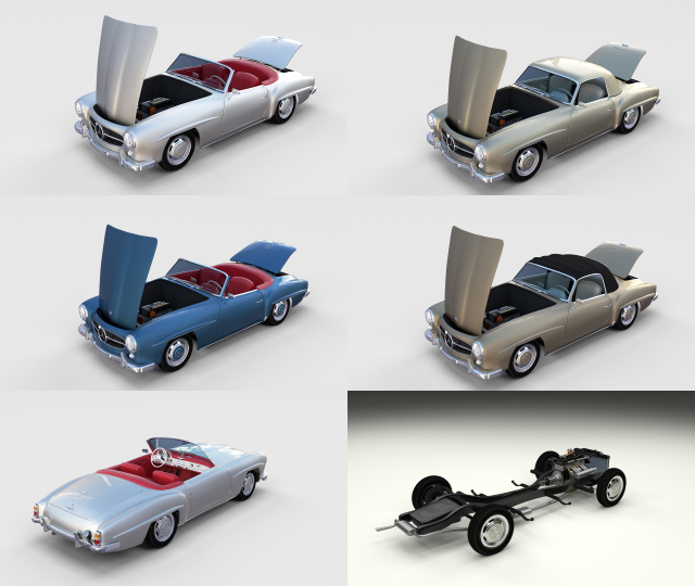 full mercedes 190sl pack 3D Модель .c4d .max .obj .3ds .fbx .stl .blend 