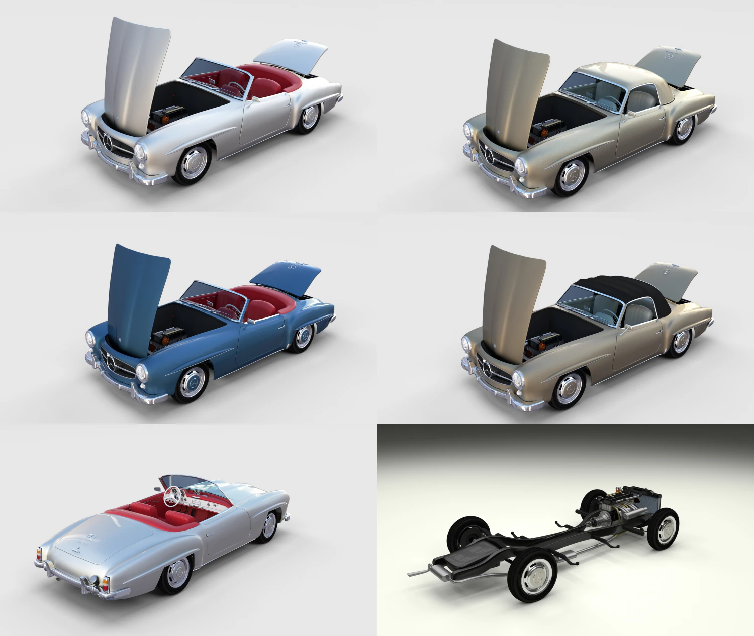 full mercedes 190sl pack 3D Model .c4d .max .obj .3ds .fbx .stl .blend 