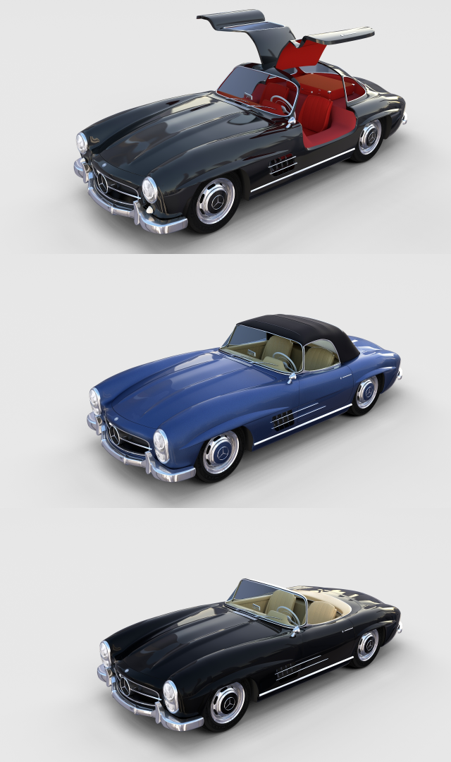mercedes 300sl with interior pack 3D Модель .c4d .max .obj .3ds .fbx .stl .blend 