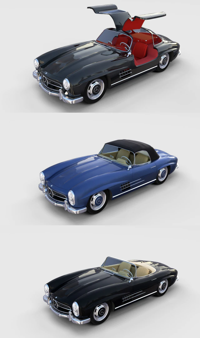 mercedes 300sl avec pack int&eacute;rieur Modèle 3D .c4d .max .obj .3ds .fbx .stl .blend 