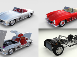 mercedes 300sl with chassis pack 3Dモデル