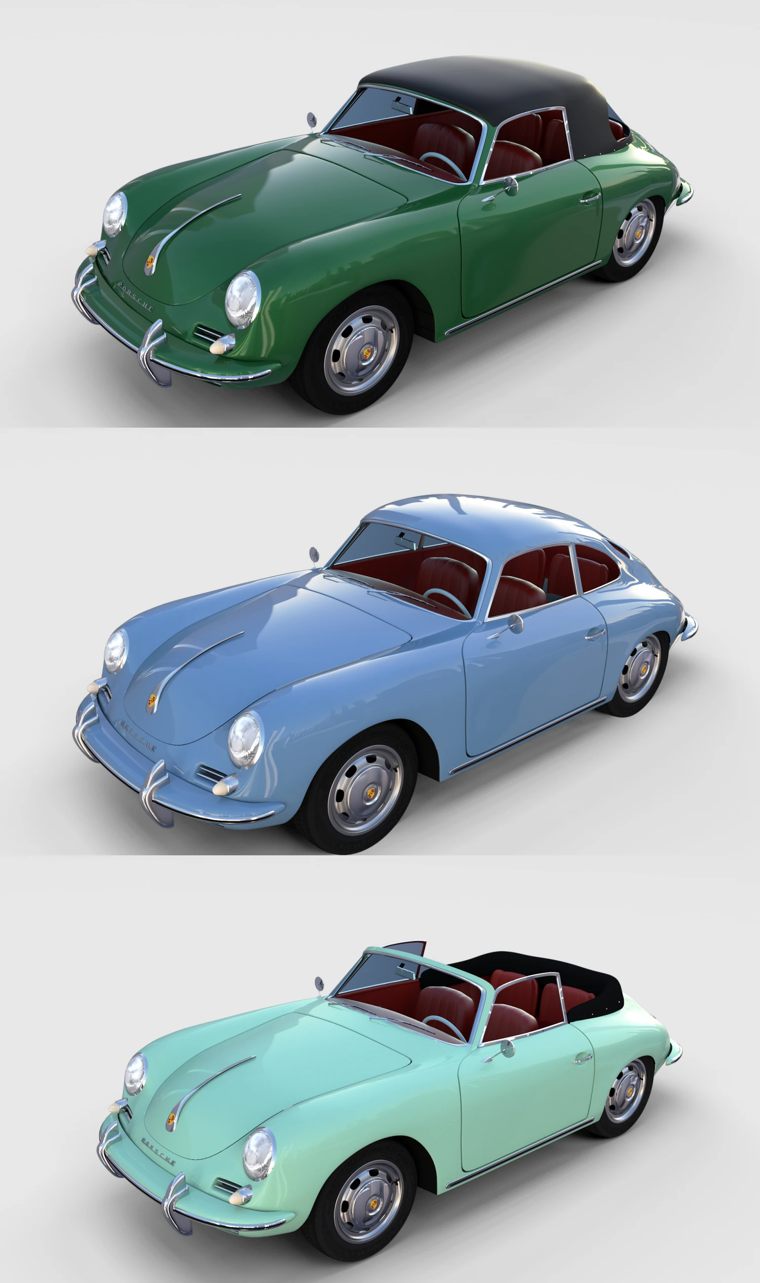 porsche 356 with interior pack 3D Model .c4d .max .obj .3ds .fbx .stl .blend