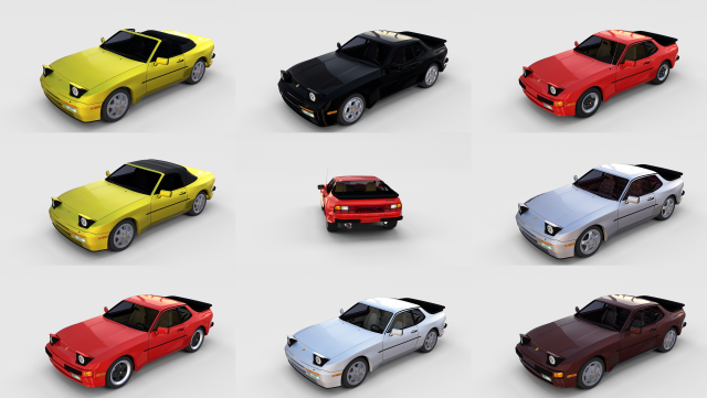 porsche 944 with interior pack 3D Model .c4d .max .obj .3ds .fbx .stl .blend 