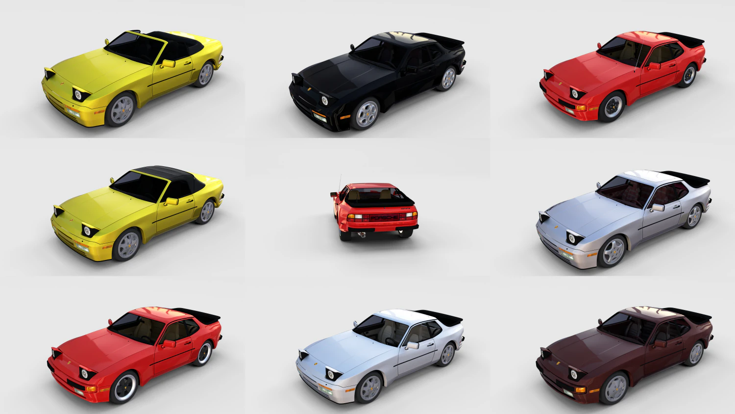 porsche 944 with interior pack 3D Model .c4d .max .obj .3ds .fbx .stl .blend 