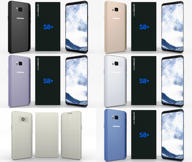 samsung galaxy s8 plus pack Model 3D .c4d .max .obj .3ds .fbx .stl .blend 