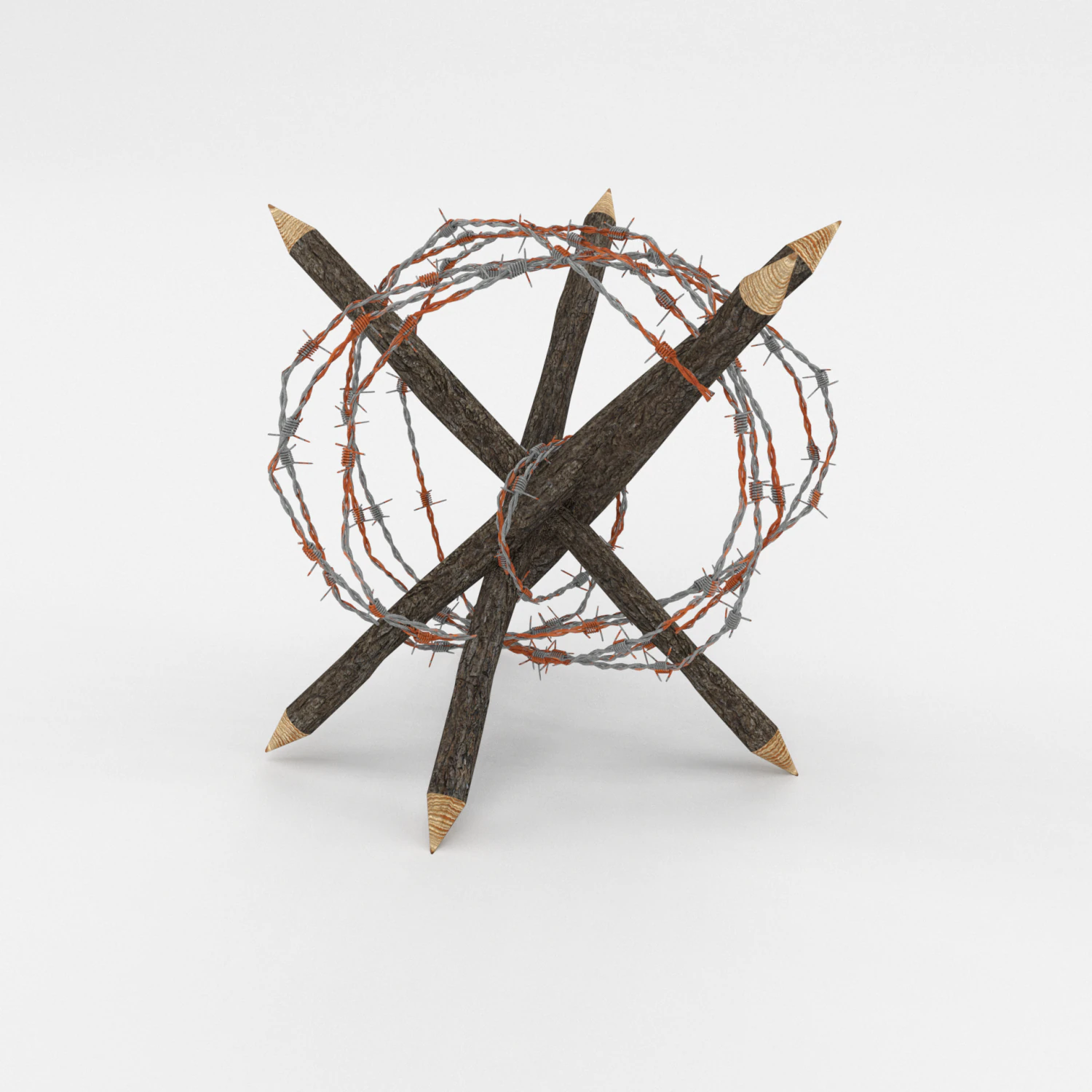 barb wire obstacle 5 3D Model .c4d .max .obj .3ds .fbx .stl .blend 