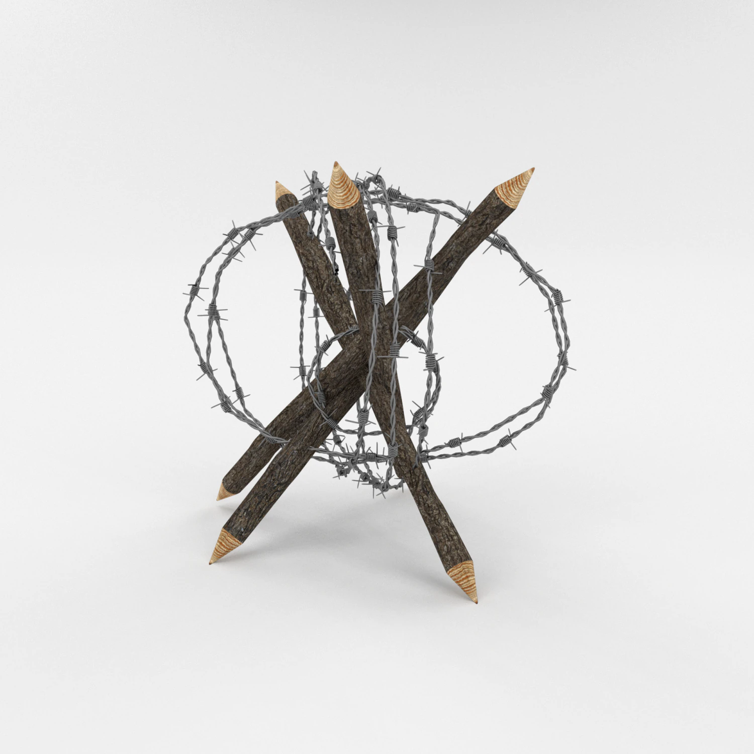 barb wire obstacle 6 3D Model .c4d .max .obj .3ds .fbx .stl .blend 