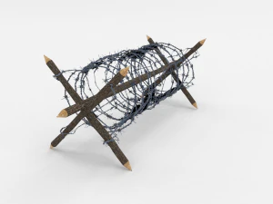 lowpoly barb wire obstacle 2 3D Model