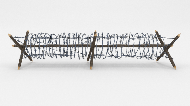 lowpoly barb wire obstacle 4 Model 3D .c4d .max .obj .3ds .fbx .stl .blend 
