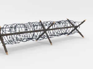 lowpoly barb wire obstacle 4 3D Model
