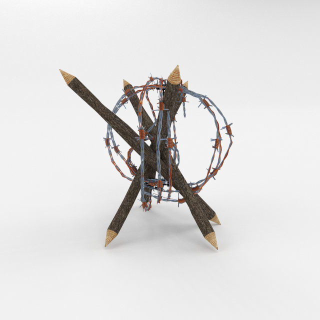 lowpoly barb wire obstacle 5 3D Model .c4d .max .obj .3ds .fbx .stl .blend 