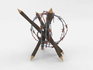 lowpoly barb wire obstacle 5 3D Model