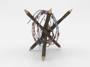 lowpoly barb wire obstacle 5 3D Model
