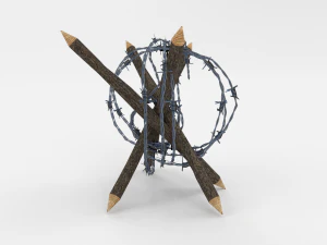 ostacolo di filo spinato lowpoly 6 Modello 3D
