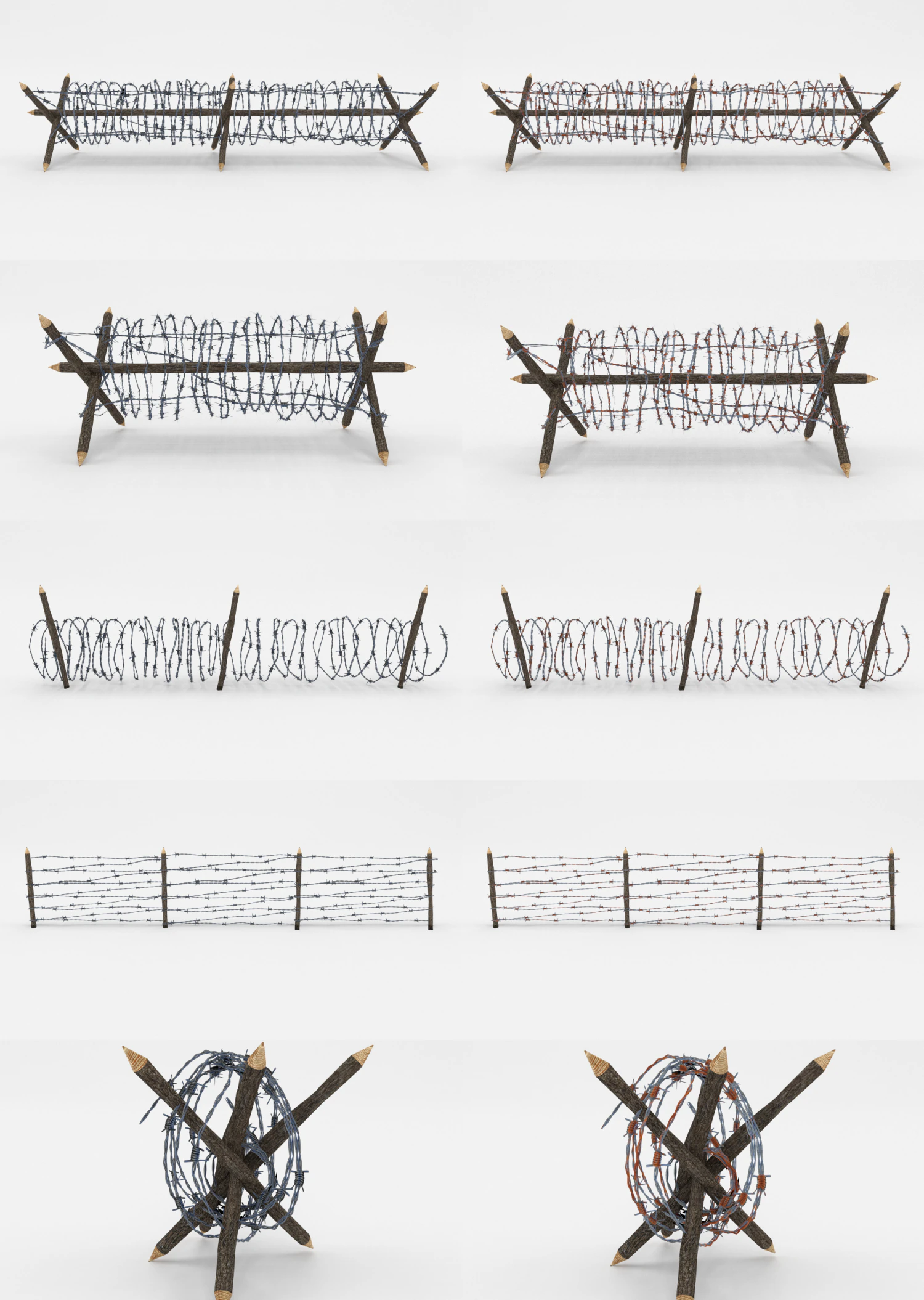 lowpoly barb wire obstacle collection 3D Model .c4d .max .obj .3ds .fbx .stl .blend