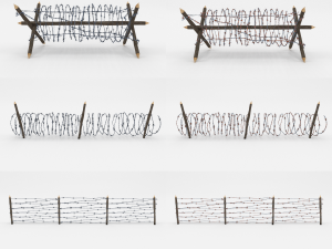 lowpoly barb wire obstacle collection 3D 모델