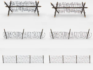 raccolta di ostacoli con filo spinato lowpoly Modello 3D