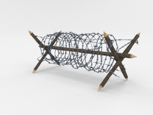 lowpoly barb wire obstacle collection Model 3D