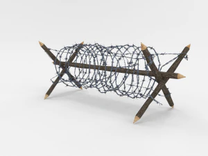 lowpoly barb wire obstacle collection 3D Model