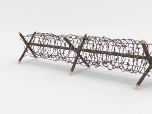 lowpoly barb wire obstacle collection Model 3D