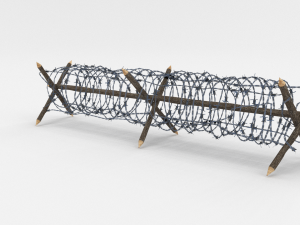 lowpoly barb wire obstacle collection Model 3D
