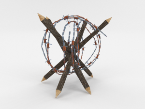 lowpoly barb wire obstacle collection Model 3D
