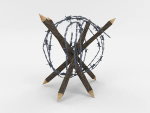 lowpoly barb wire obstacle collection 3D Model