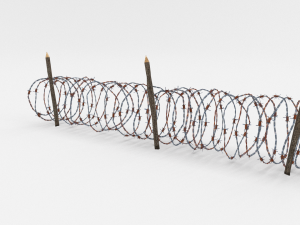 lowpoly barb wire obstacle collection Model 3D