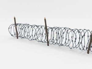 lowpoly barb wire obstacle collection Model 3D